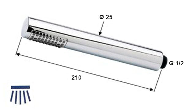 Handdouche rond 1/2'' chroom