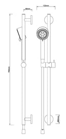 UniMatch Cadans glijstangset compleet met handdouche 3 standen Ø 8 cm chroom