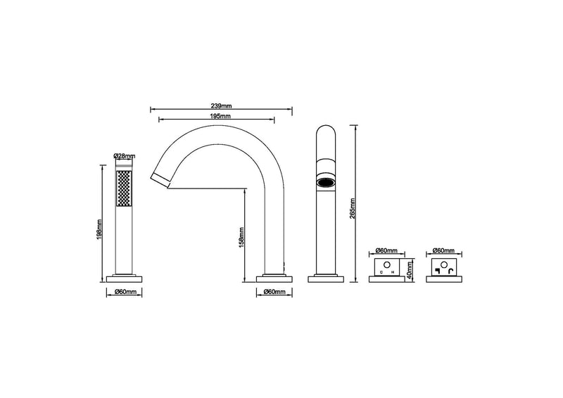 Caral afbouwdeel badrandthermostaat 4-gats chroom
