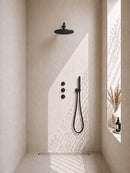 Caral inbouwthermostaat 2 stopkranen compleet met hoofddouche 30 cm en staafhanddouche mat zwart