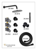 Caral inbouwthermostaat 2 stopkranen compleet met hoofddouche 30 cm en staafhanddouche mat zwart