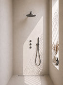 Caral inbouwthermostaat 2 stopkranen compleet met hoofddouche 30 cm en staafhanddouche gunmetal