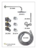 Caral inbouwthermostaat 2 stopkranen compleet met hoofddouche 25 cm en staafhanddouche chroom