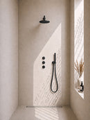 Caral inbouwthermostaat 2 stopkranen compleet met hoofddouche 25 cm en staafhanddouche mat zwart