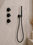 Caral inbouwthermostaat 2 stopkranen compleet met hoofddouche 25 cm en staafhanddouche mat zwart