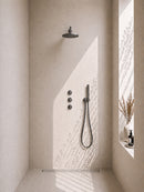 Caral inbouwthermostaat 2 stopkranen compleet met hoofddouche 25 cm en staafhanddouche gunmetal