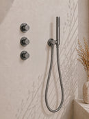 Caral inbouwthermostaat 2 stopkranen compleet met hoofddouche 25 cm en staafhanddouche gunmetal