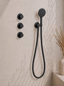 Caral inbouwthermostaat 2 stopkranen compleet met hoofddouche 30 cm en 3 standen handdouche mat zwart