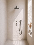 Caral inbouwthermostaat 2 stopkranen compleet met hoofddouche 30 cm en 3 standen handdouche gunmetal