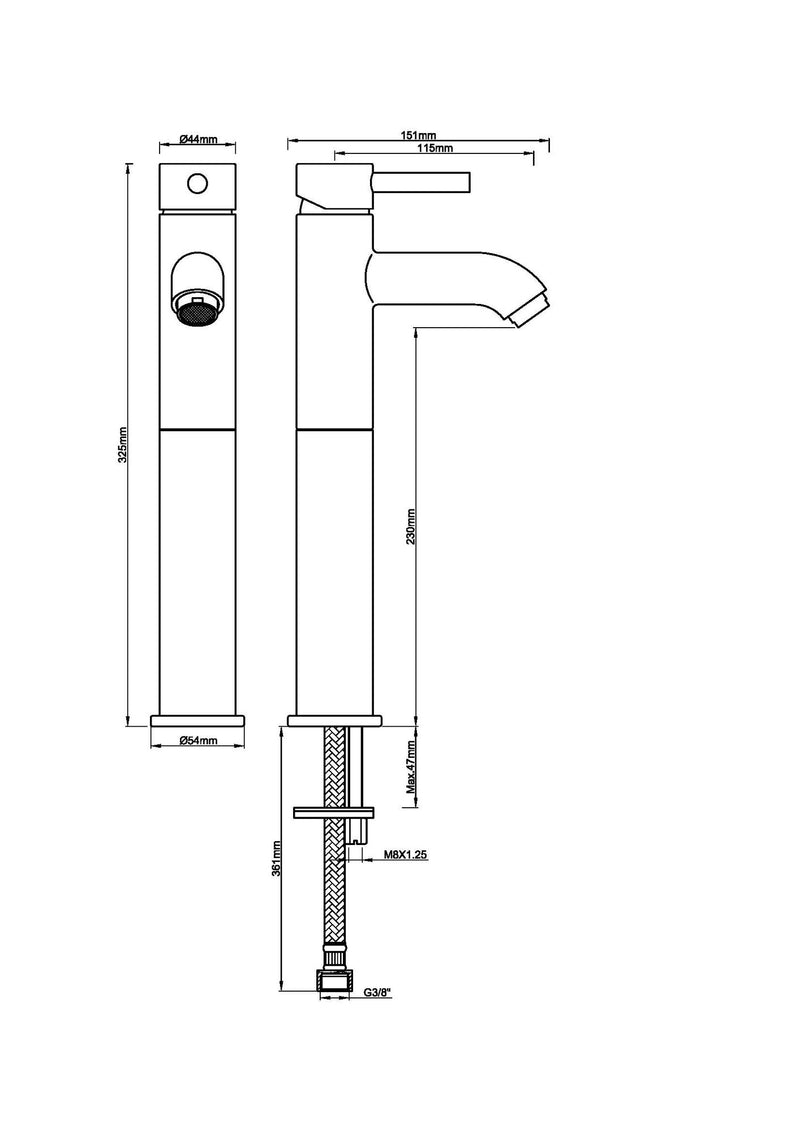 Cimara wastafelkraan hoog geborsteld staal PVD