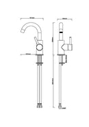 Caral wastafelkraan met draaibare uitloop chroom