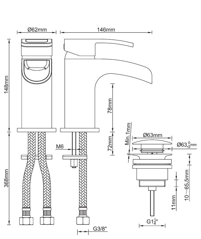 Alegra wastafelkraan waterval met clickwaste chroom