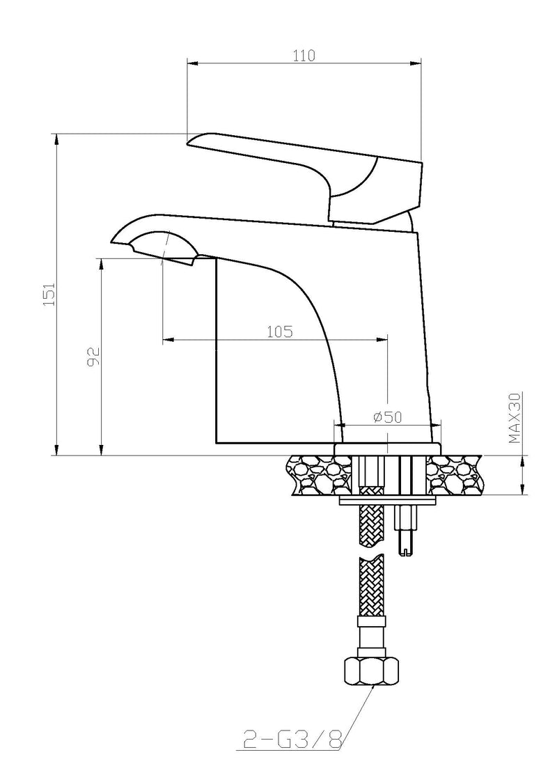 Tarma eenhendel wastafelkraan laag wit/chroom