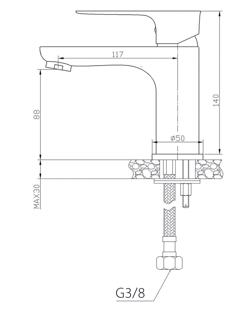 Casma eenhendel wastafelmengkraan laag chroom