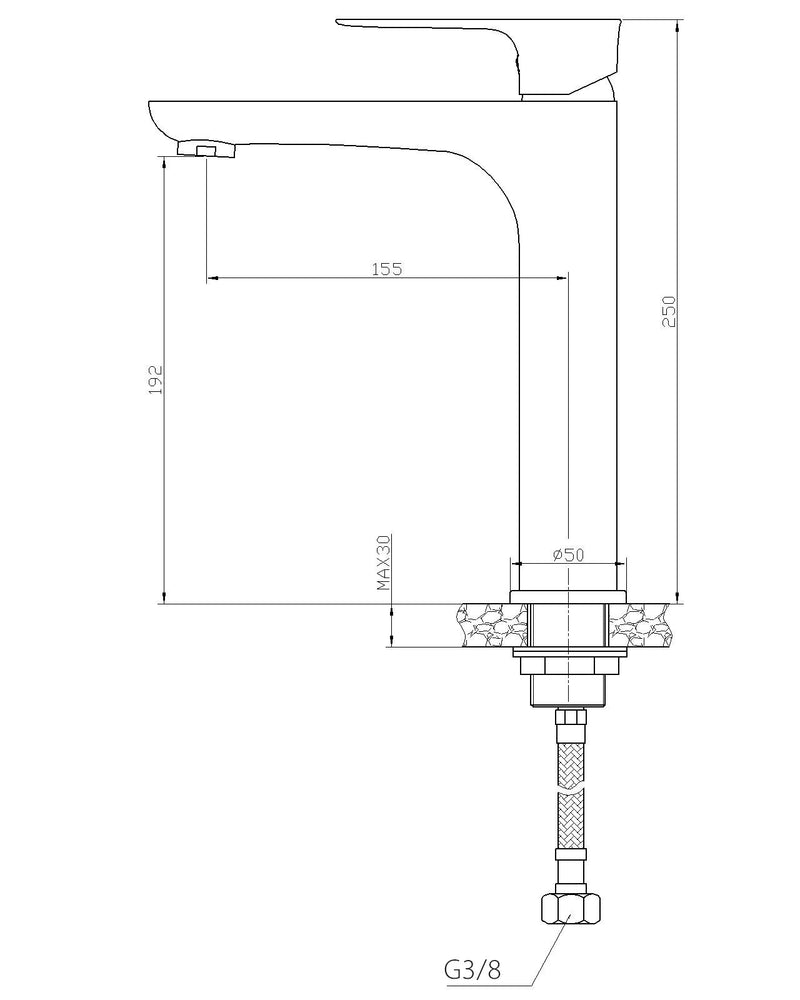 Casma eenhendel wastafelmengkraan hoog zwart/chroom