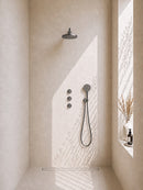 Caral inbouwthermostaat 2 stopkranen compleet met hoofddouche 25 cm en 3 standen handdouche gunmetal