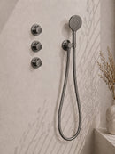 Caral inbouwthermostaat 2 stopkranen compleet met hoofddouche 25 cm en 3 standen handdouche gunmetal