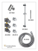 Caral inbouwthermostaat 2 stopkranen compleet met Beam hoofddouche glijstang en staafhanddouche chroom