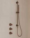 Caral inbouwthermostaat 2 stopkranen compleet met Beam hoofddouche glijstang en staafhanddouche geborsteld brons koper