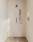 Caral inbouwthermostaat 2 stopkranen compleet met Beam hoofddouche glijstang en 3 standen handdouche gunmetal