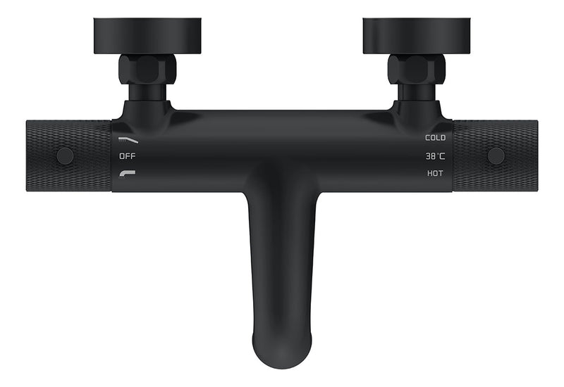 Ribbd thermostatische badmengkraan hartafstand 15 cm mat zwart