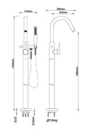 Caral badmengkraan vrijstaand geborsteld messing PVD