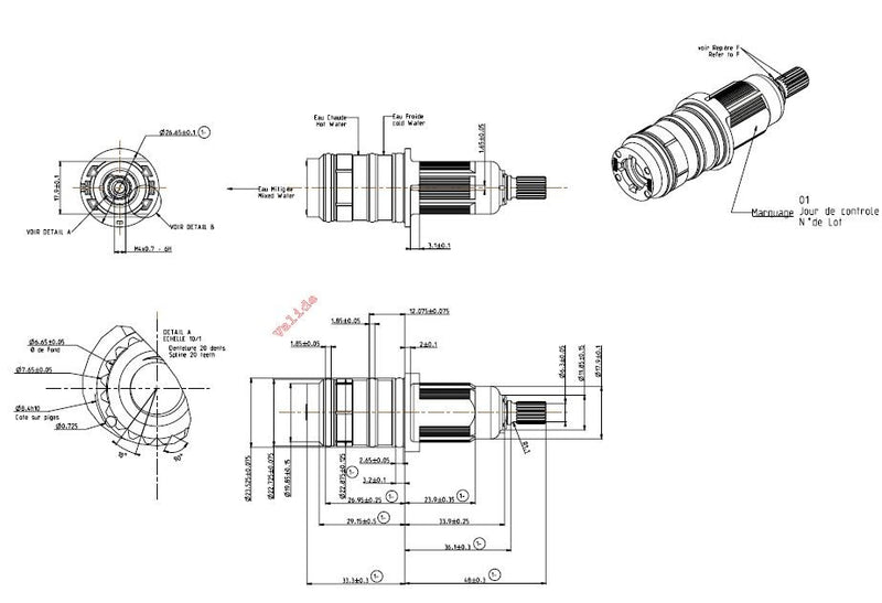 Vernet klein kunststof thermostatisch binnenwerk type 4