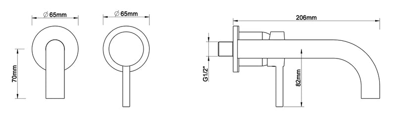 Caral afbouwdeel eenhendel wastafelkraan met coldstart mat zwart