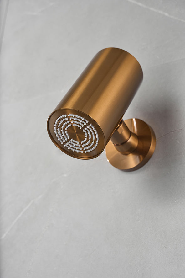 UniMatch Beam hoofddouche rond 1 stand met muurbevestiging geborsteld brons koper PVD