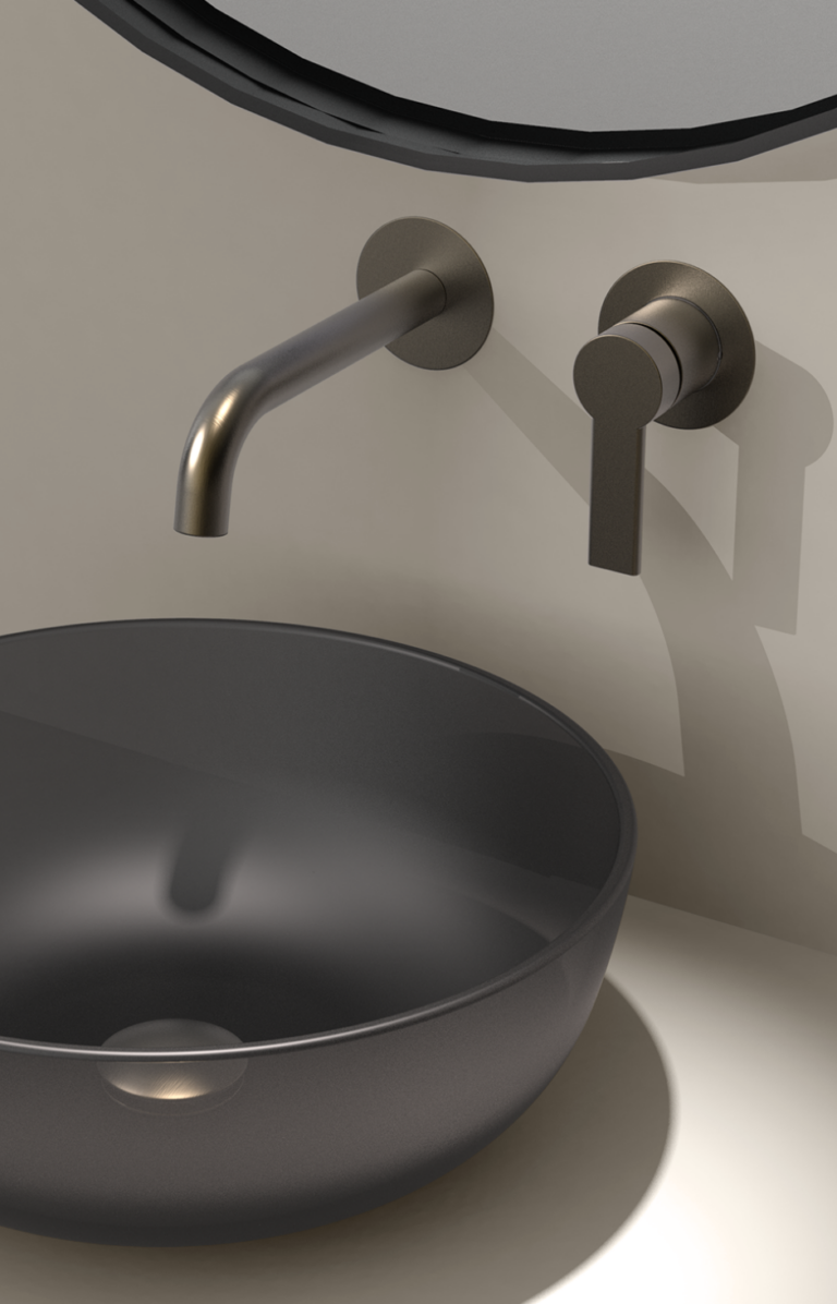 Inbouw wastafelmengkraan gunmetal één-greeps bediening Rondo by FuturBath inclusief inbouwdeel