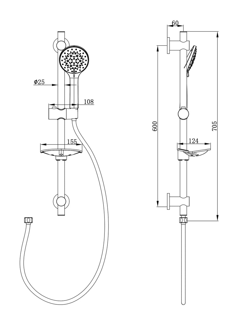 Glijstangset compleet chroom