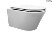 Vesta wandcloset met Flatline toiletzitting softclose en quick release glans wit