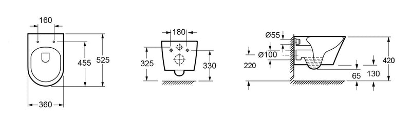 Vesta Tornado flush wandcloset rimless mat wit