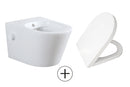 Vesta wandcloset rimless met bidetkraan koud water met Vesta toiletzitting glans wit