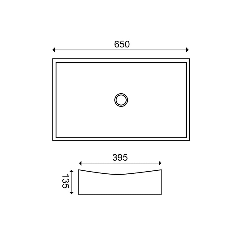 Slide opzetwastafel 65,5 x 39,5 x 13,5 cm glans wit