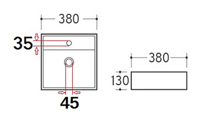 Larx waskom 38,5 x 38,5 x 13 cm keramiek glans wit
