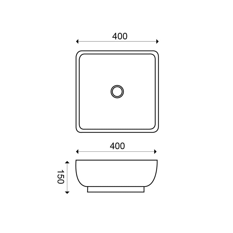 Piazza waskom vierkant 40 x 40 x 15 cm keramiek glans wit