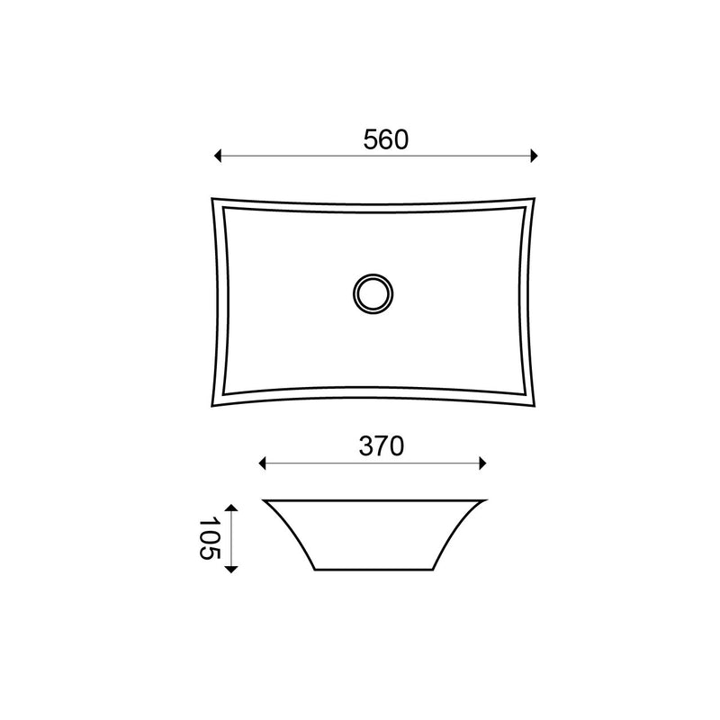 Scala waskom rechthoekig 56 x 37 x 10,5 cm keramiek glans wit