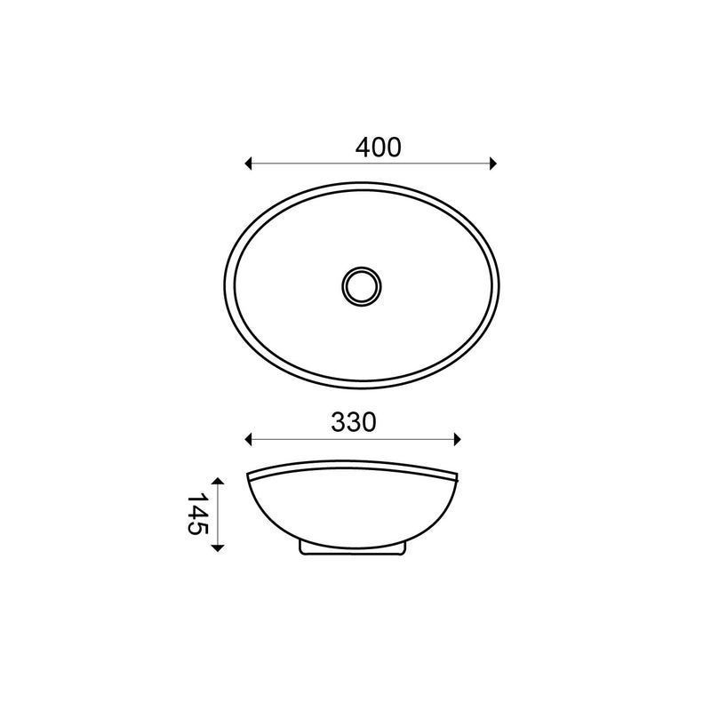 Barco waskom ovaal 40 x 33 x 14,5 cm keramiek glans wit