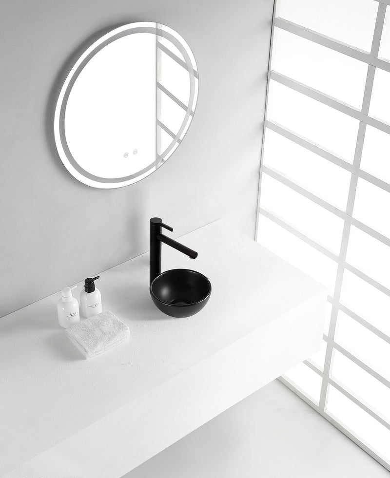 Consilio waskom rond 20 x 9 cm keramiek mat zwart