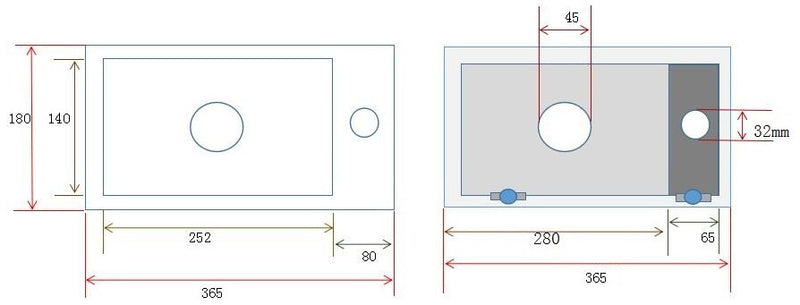 Rhea S mini fontein links 36,5 x 18 x 9 cm quartz