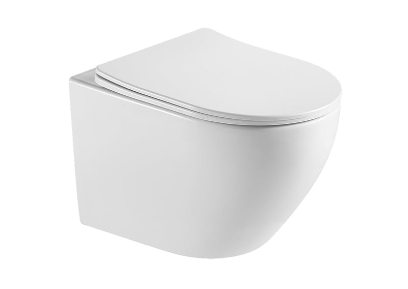 Nibiru rimless wandcloset met toiletzitting softclose en quick release mat wit