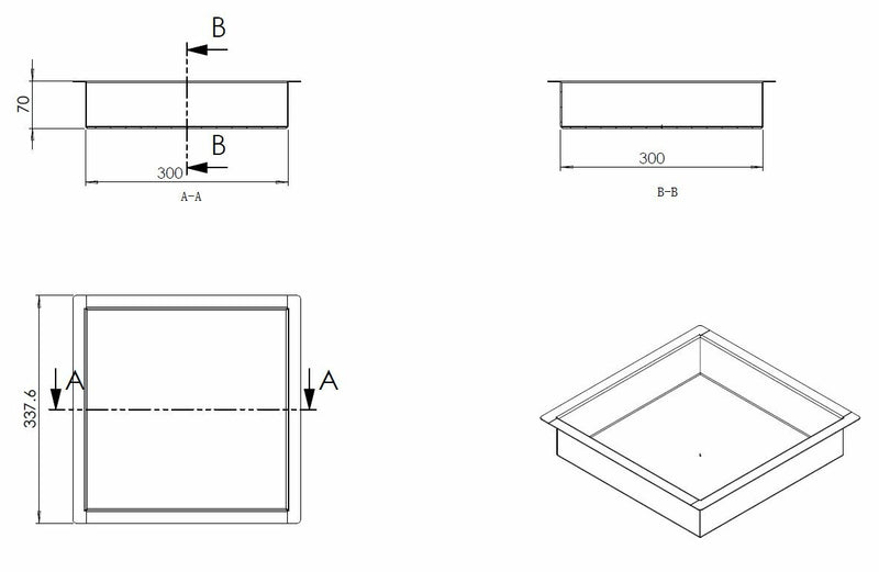 Demis inbouwnis 30 x 30 x 7 cm geborsteld brons koper PVD