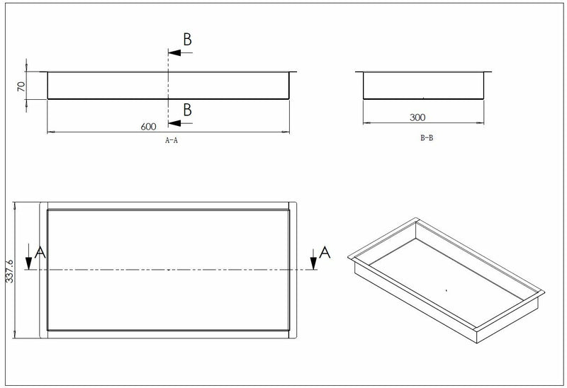 Demis inbouwnis 30 x 60 x 7 cm geborsteld brons koper PVD