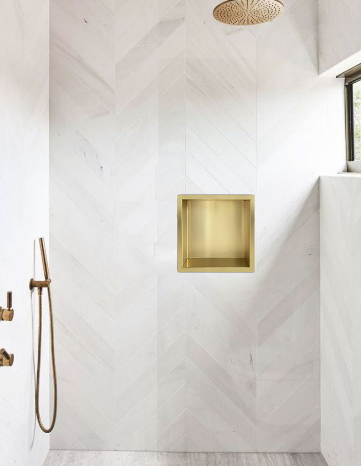 Demis inbouwnis 30 x 30 x 10 cm geborsteld messing