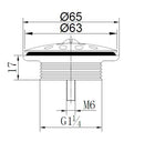 Korv open afvoerplug rooster 5/4" geborsteld messing PVD