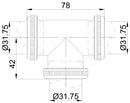 UniMatch buisverbinder T-stuk 32 mm chroom