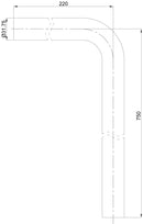 UniMatch vloerbuis 75 x 22 x 3,2 cm geborsteld staal