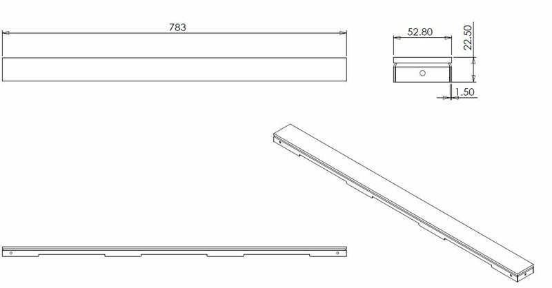 Glasrooster voor douchegoot 80 x 7 cm glanzend zwart