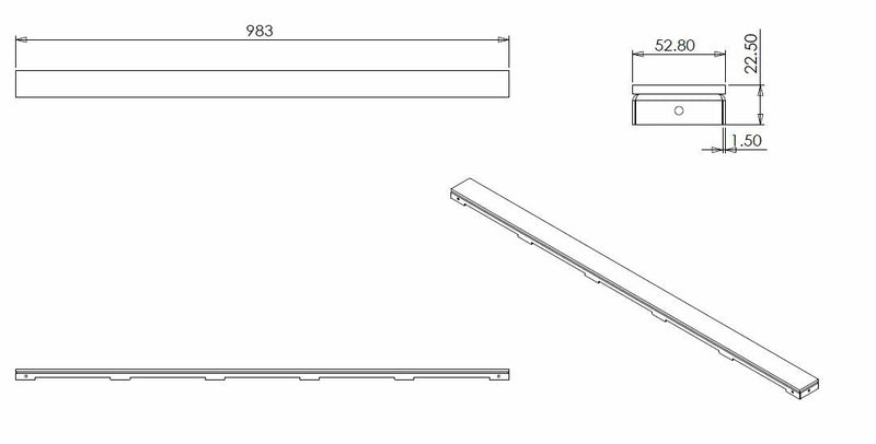 Glasrooster voor douchegoot 100 x 7 cm glanzend zwart